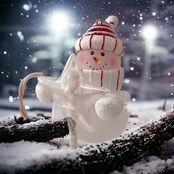 Department 56 Light Up Snowman Ornament With Star Chaser Boxed Acrylic Frosted. - Picture 16 of 16